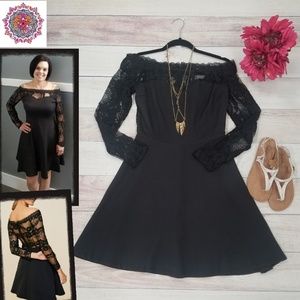 Black off the shoulder lace dress